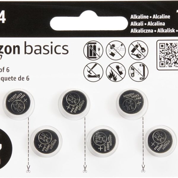 Amazon Basics 6-Pack LR44 Alkaline Button Coin Cell Battery, 1.5 Volt, Long Lasting Power, Mercury-Free