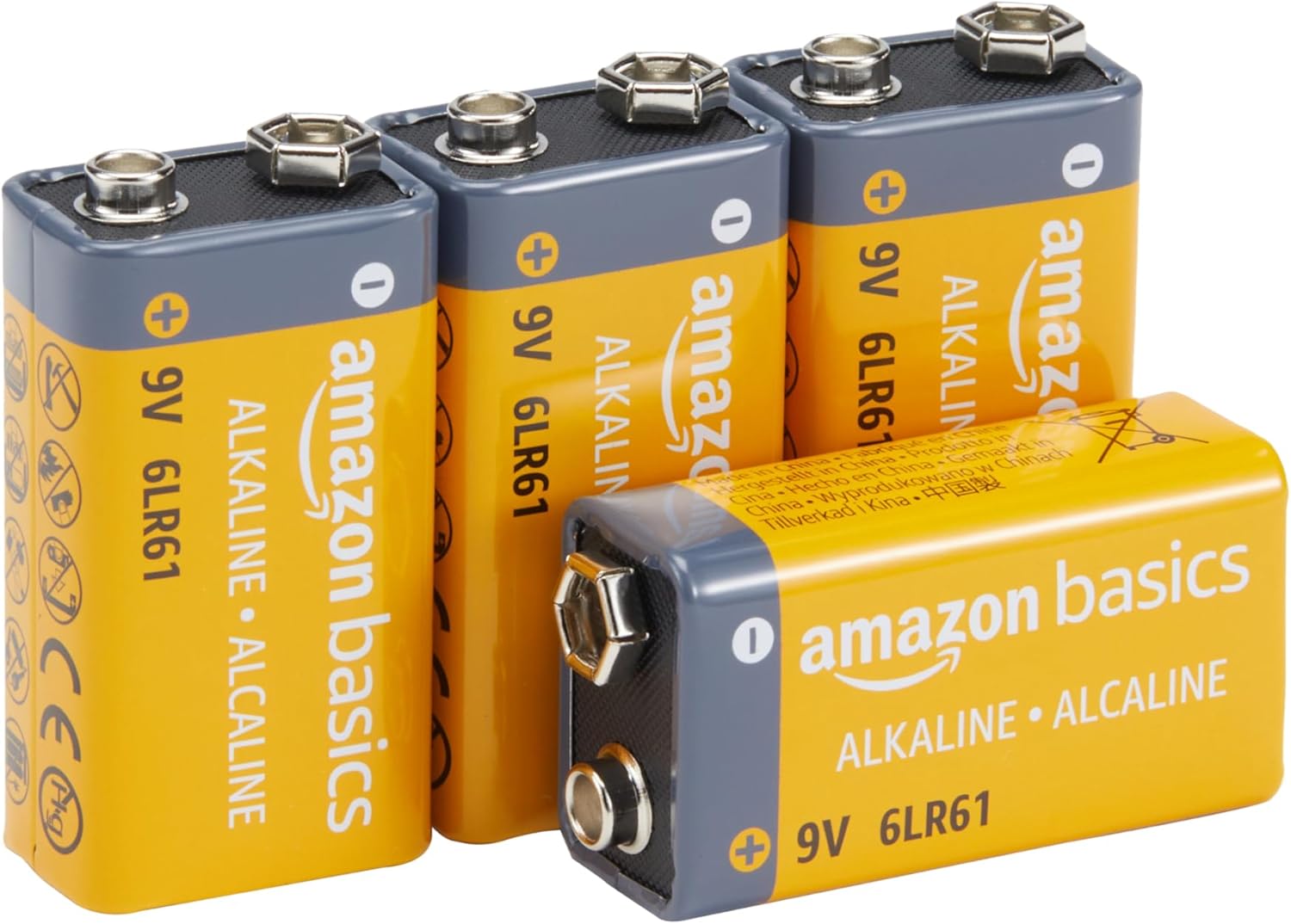 11 Amazon Basics 4-Pack 9V Alkaline Batteries, 5-Year Shelf Life - for Smoke/CO Detector, Electronics & Audio - Image 1
