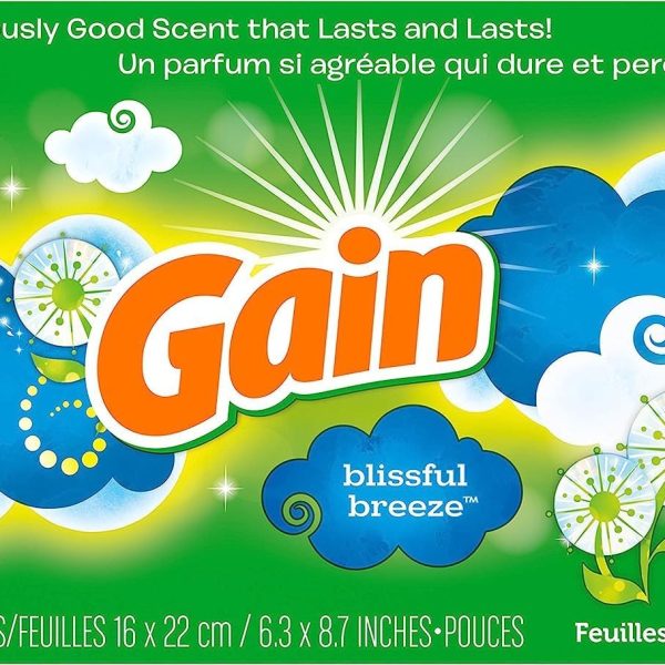 Gain Fabric Softener Dryer Sheets, Blissful Breeze, 120 Count