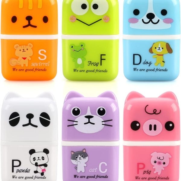 Tamaki 6 Pack Erasers for Kids, Cute Erasers with Cover and Roller, Pencil Rubber Eraser for Party Favors Gift Supplies (Model B)