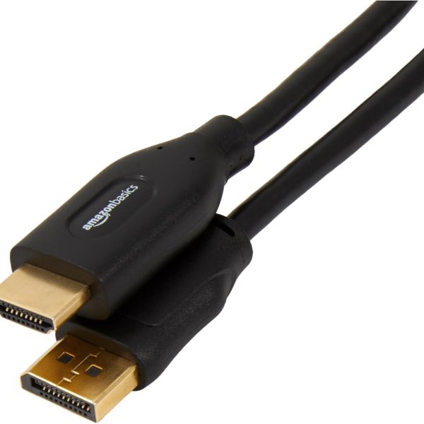 Amazon Basics DisplayPort to HDMI Cable, Uni-Directional, 4K@30Hz, 1920x1200, 1080p, 6 ft, Black