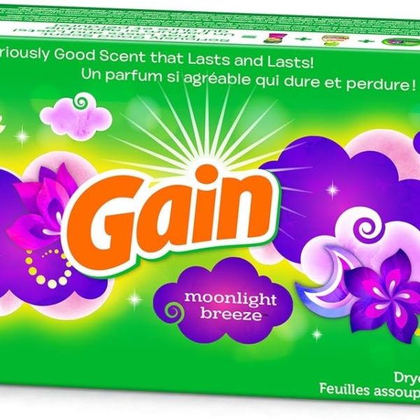 Gain Dryer Sheets - Moonlight Breeze - 60 Count Dryer Sheets Per Box - One (1) Box