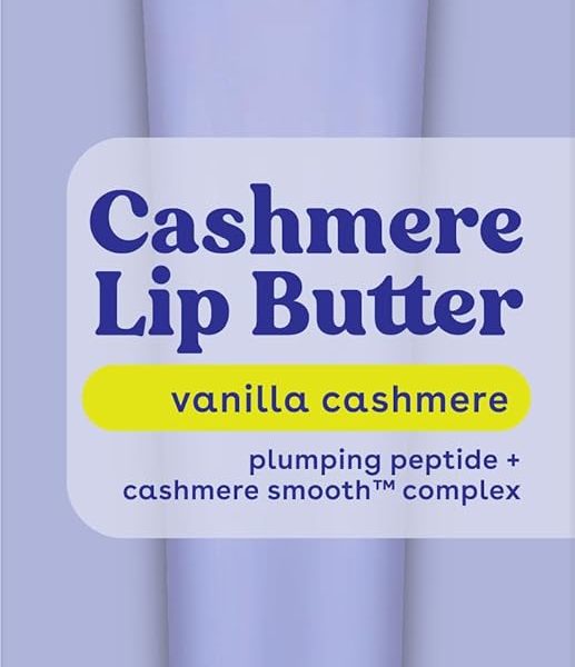 eos Cashmere Lip Butter - Vanilla Cashmere, Plumping Peptides, Smoothing, eos Lip Butter, Shea Butter, Lip Mask, Lip Moisturizer, Soft Lips, 0.35 fl oz