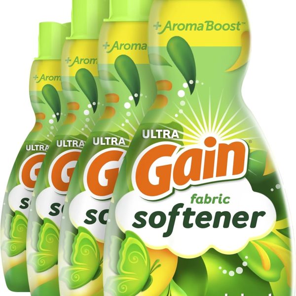 Gain Laundry Fabric Softener Liquid, Original Scent, 41 Fl Oz, 48 Loads, He Compatible, Pack Of 4, (Packaging May Vary)