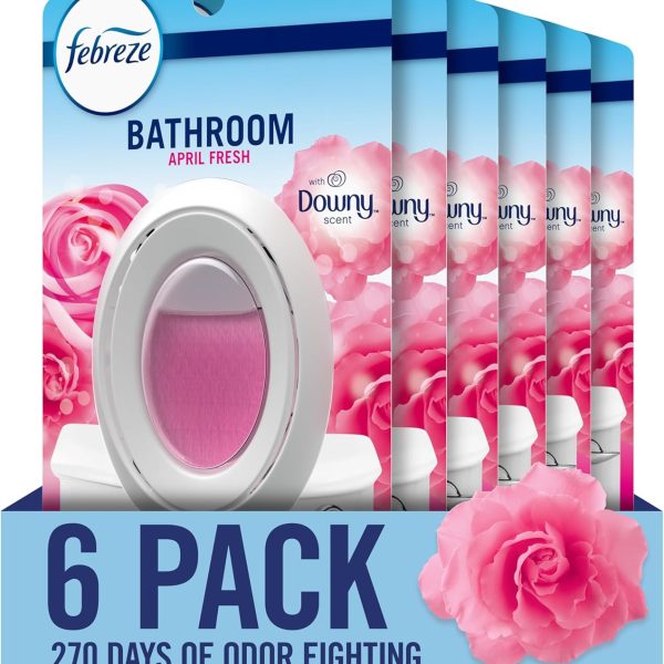 Febreze Bathroom Air Freshener, Odor-Fighting, Plug In Alternative, Air Fresheners for Home and Bathroom and Kitchen, Closet Air Fresheners, Downy April Fresh Scent, 6 Count