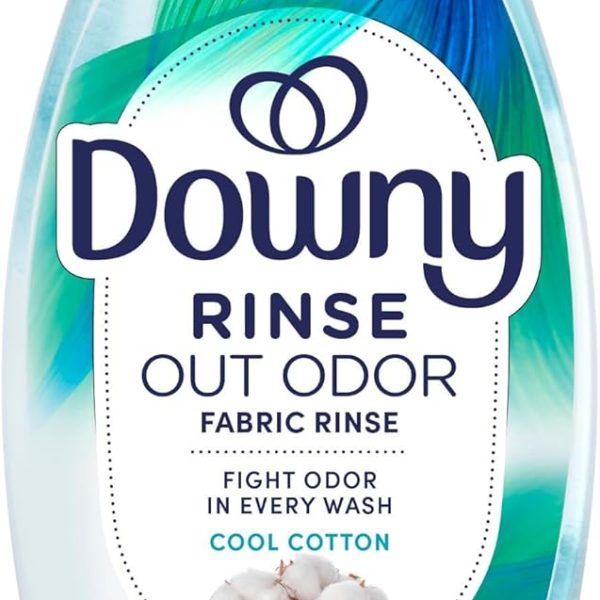 Downy Rinse Laundry Odor Remover, Cool Cotton Scent, Fabric Softener and Laundry Odor Removal Rinse, Fights Odors at the Source, HE Compatible, 48 Fl Oz