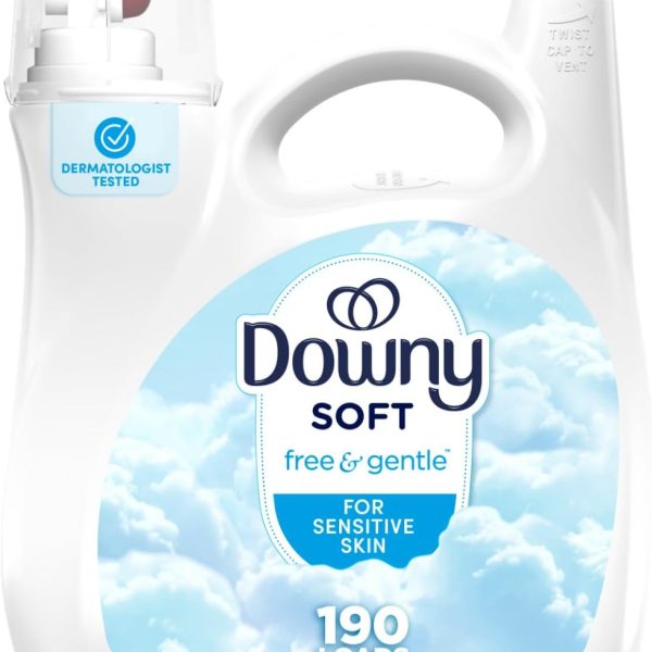 Downy Free & Gentle Liquid Fabric Softener, 140 fl oz, 190 Loads, Hypoallergenic, Sensitive Skin Friendly Fabric Conditioner Liquid