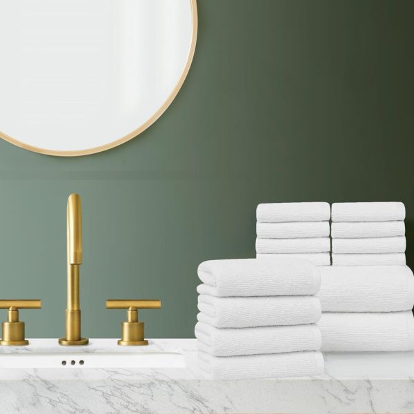 Brooklyn Loom Everyday Ribbed White 14 Piece Towel Set