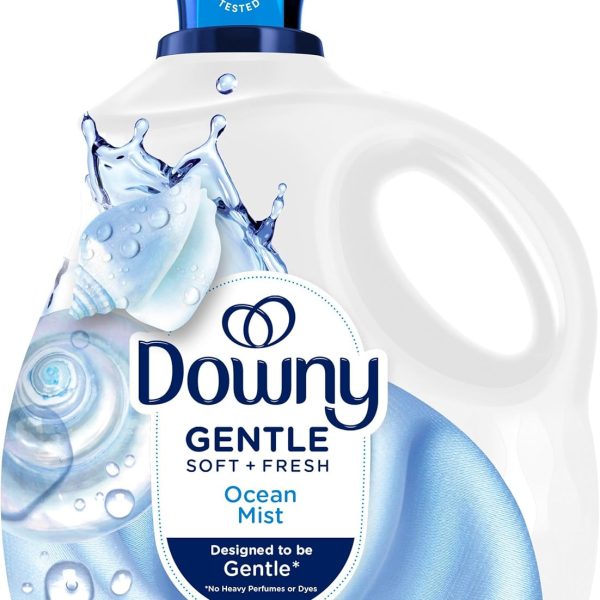Downy Gentle Soft + Fresh Fabric Softener Liquid, Ocean Mist Scent, 93 FL OZ, 138 loads, Liquid Fabric Softener Designed to be Gentle on Skin