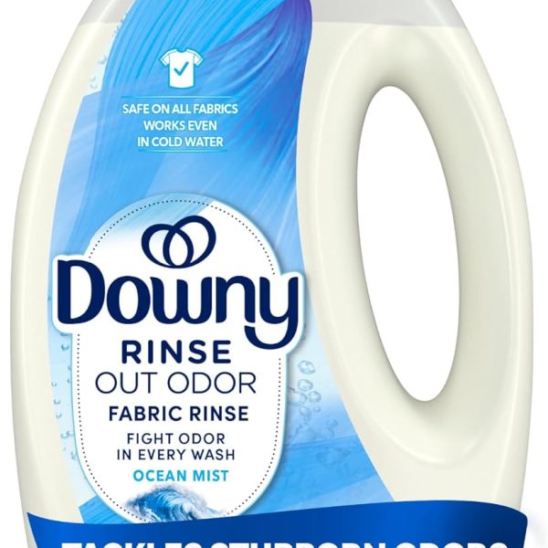 Downy Rinse Laundry Odor Remover, Ocean Mist Scent, 62 FL OZ, Fabric Softener and Laundry Odor Removal Rinse