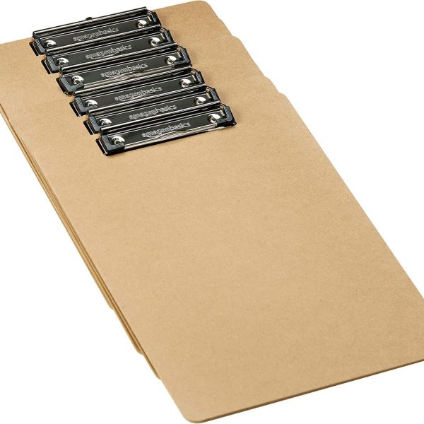 Amazon Basics Hardboard Office Clipboard, 6-Pack, Brown