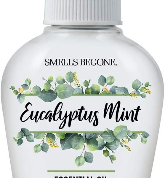 SMELLS BEGONE 4 oz Essential Oil Air Freshener Bathroom Spray - Eliminates Bathroom & Toilet Odors - Made with Essential Oils - Eucalyptus Mint Scent