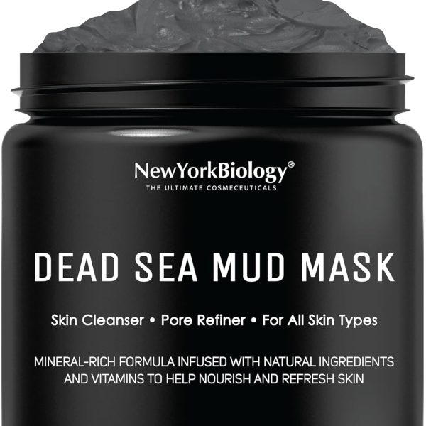 New York Biology Dead Sea Mud Mask for Face and Body | Spa Quality Pore Refiner for Oily Skin | Natural Skincare for Women & Men | Tighten Skin for A Healthier Complexion | 8.8 oz