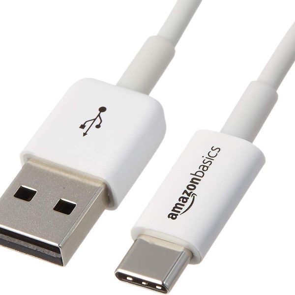 Amazon Basics USB-C to USB-A 2.0 Fast Charger Cable, 480Mbps Speed, USB-IF Certified, for Apple iPhone 16/15, iPad, Samsung Galaxy, Tablets, Laptops, 6 feet, White