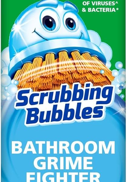 Scrubbing Bubbles Bathroom and Shower Cleaner Disinfectant Aerosol, Foaming Action Bathroom Grime Fighter, Rainshower Scent, 20oz