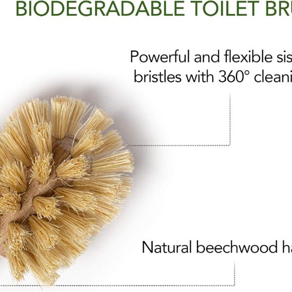 ECOLULU Eco Friendly Toilet Brush, 2 Pack Wood Toilet Brush Made of Beechwood, Strong Hemp Bristles with 360° Cleaning Power, Biodegradable Zero Waste Eco Friendly Products