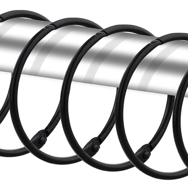24 Pack Shower Curtain Rings, Rustproof Decorative Metal Round Shower Curtain Hooks for Bathroom Shower Rod (Black)