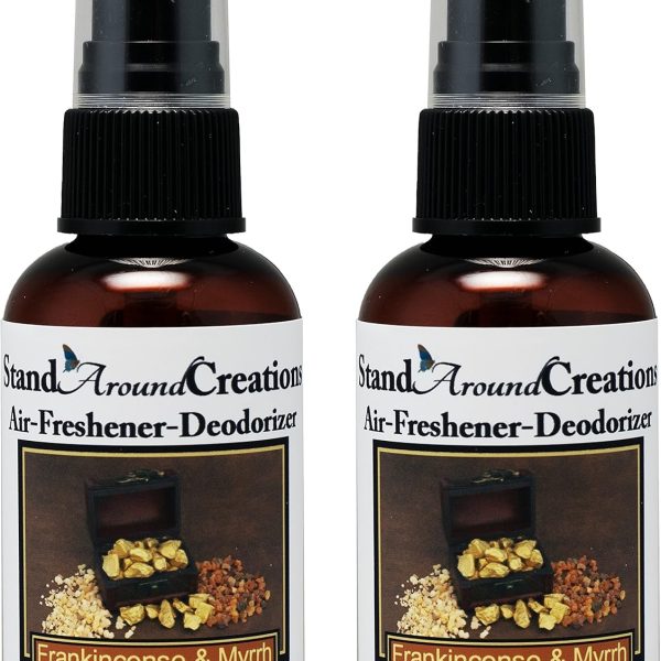 Set of 2 - Highly Concentrated Air Freshener/Room Deodorizer sprays For Cars/Bath Rooms/Pet bedding/Linen closets/Etc. 2oz. Scent: Frankincense And Myrrh