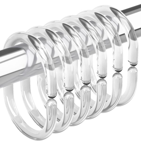Amazer Plastic Shower Curtain Rings, Shower Curtain Hooks, 24 Pcs C Shaped Shower Hooks for Shower Curtain, Clear Shower Curtain Hooks for Bathroom