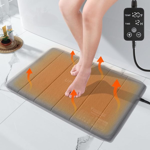 Yimobra Heating Pad for Bathroom Rugs, with Memory Function, Adjustable Temperature (32-146℉) and Time (1-24h),Keep Dry Bathroom Bath Mat in Winter Every Day, Waterproof, 25"x17.5"