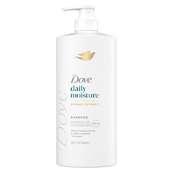 Dove Damage Therapy Shampoo Daily Moisture for Dry Hair with Bio-Protein Care Technology and Hyaluronic Serum 28 Fl Oz