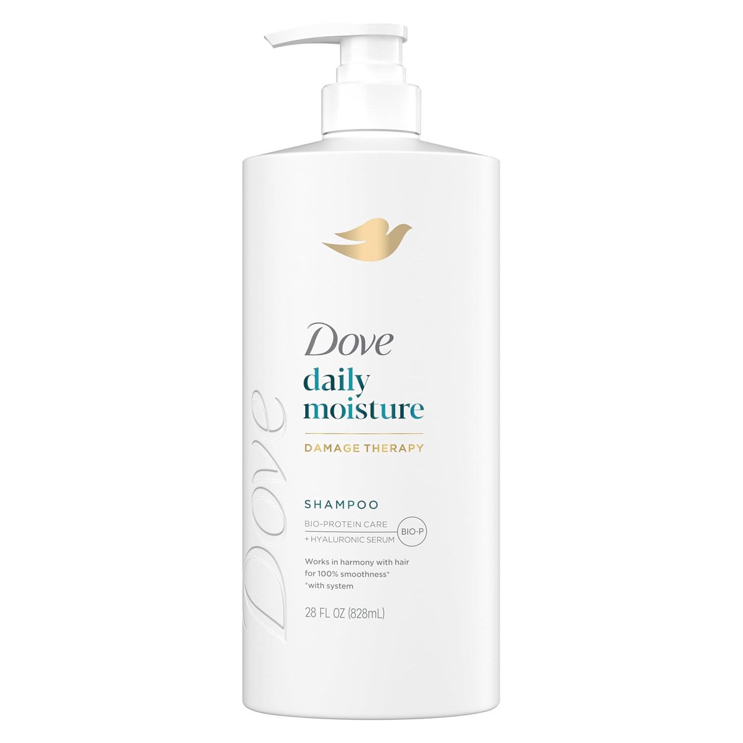 22 Dove Damage Therapy Shampoo Daily Moisture for Dry Hair with Bio-Protein Care Technology and Hyaluronic Serum 28 Fl Oz - Image 1