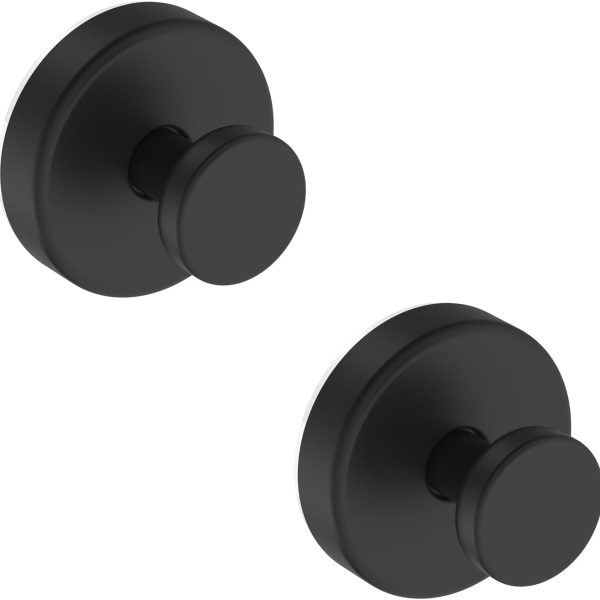 Suction Cup Hooks for Shower, Removable Towel Hooks for Bathroom Window Glass Door Wall, Bath Robe Looafh Wreath Hook for Hanging - 2 Pack, Black