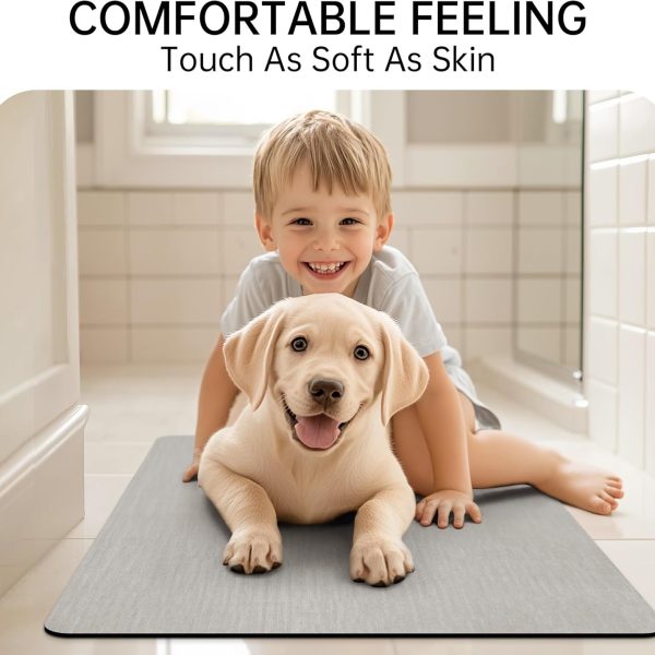 Mecko Bath Mat Rug, Rubber Non-Slip Quick Dry Absorbent Thin Bathroom Rugs Fit Under Door Bathroom Floor Mats-Shower Rug for in Front of Bathtub, Sink, Shower Room(Light Grey,16"x24")