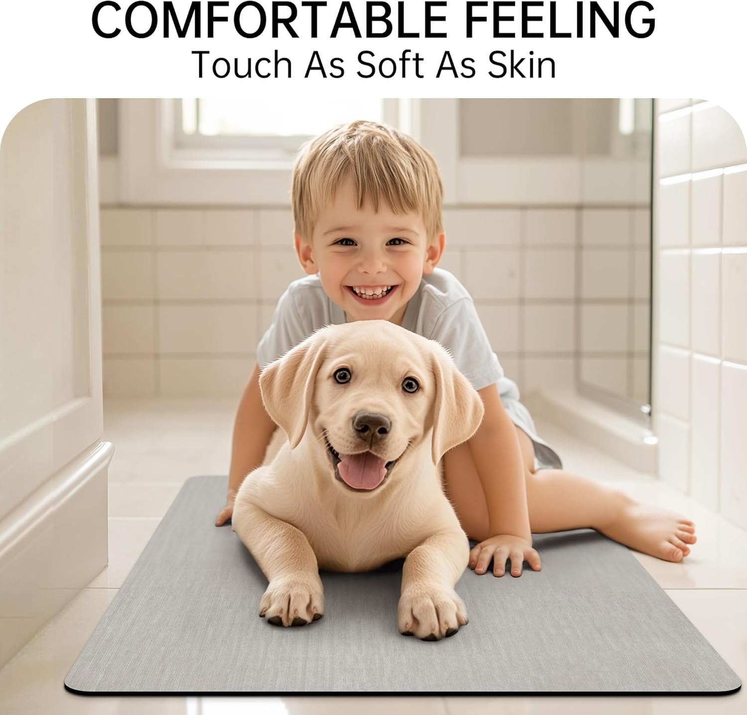 248 Mecko Bath Mat Rug, Rubber Non-Slip Quick Dry Absorbent Thin Bathroom Rugs Fit Under Door Bathroom Floor Mats-Shower Rug for in Front of Bathtub, Sink, Shower Room(Light Grey,16"x24") - Image 1