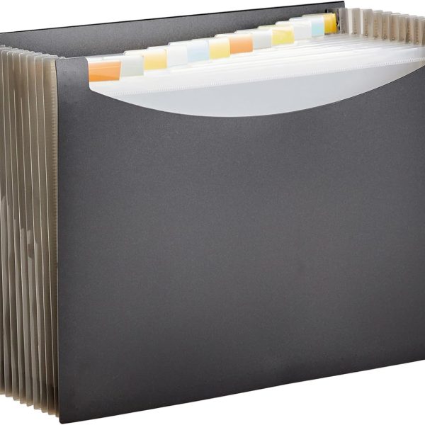 Amazon Basics Expanding Organizer File Folder, Letter Size - Black, 1-Pack