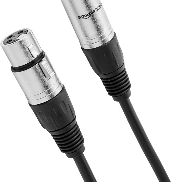 Amazon Basics XLR Male to Female Microphone Cable for Speaker or PA System, All Copper Conductors, 6MM PVC Jacket, 6 Foot, Black