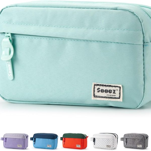 Sooez Original High Capacity Pencil Case, Big Pencil Bag Pouch Box Organizer Pen Case, Aesthetic Supply for Girls Adults, Portable Journaling Supplies with Easy Grip Handle & Loop, Mint Green