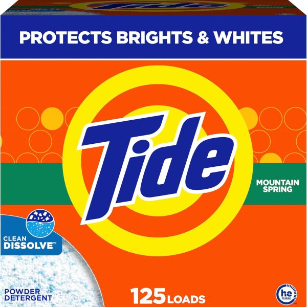 Tide Powder Laundry Detergent, Mountain Spring Scent, 125 Loads, 143 oz