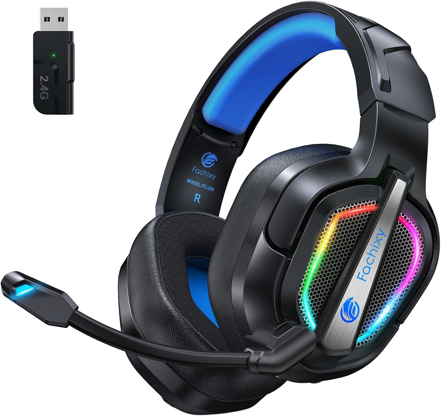5 Fachixy FC-200 Wireless Gaming Headset with Mic for PS5, PS4 - Bluetooth 5.4 & 2.4GHz Gaming Headphones with Low Latency, 50-Hrs Battery Foldable Gamer Headset for Laptop, Switch and Mobile - Image 1