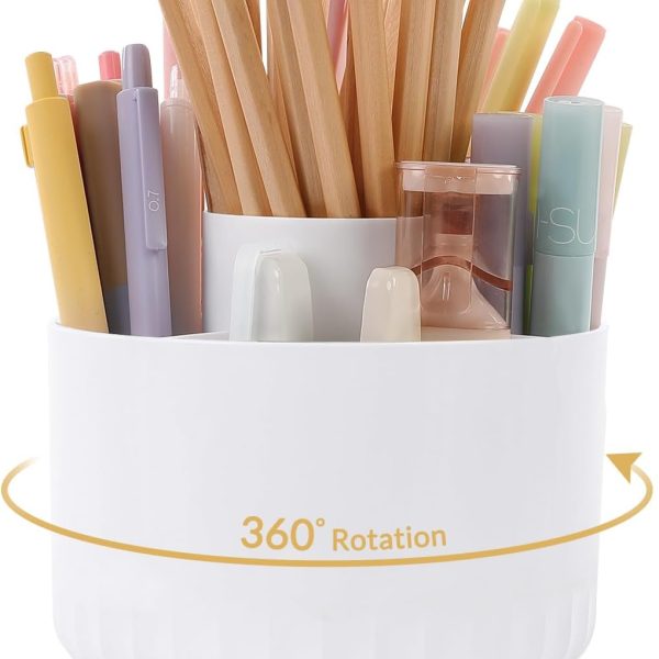 SKYDUE 360 Degree Rotating Desk Organizer, Dual-Purpose Pencil Pen Holder for Desk, Rotating Pencil Cup, Office Supplies, Desk Decor for Office, School, Home