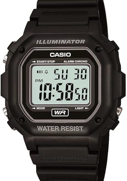 Casio F108WH Series | Men's Digital Watch | Illuminator | Water Resistant | LED Light | Daily Alarm | 1/100 SEC Stopwatch | 3 Hands (HR, Min, SEC) | Date/Day Display | Daily Alarm | 7 Year Battery
