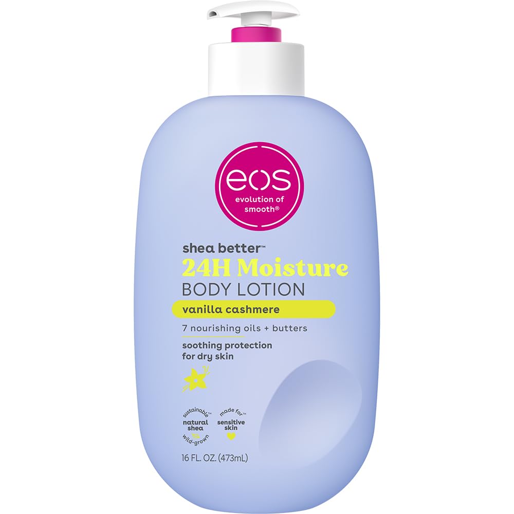 51lP01--ejL._SL1000_ eos Shea Better Body Lotion Vanilla Cashmere, 24-Hour Moisture Skin Care, Lightweight & Non-Greasy, Natural Shea, Vegan, Vanilla Body Lotion, 16 fl oz - Image 1