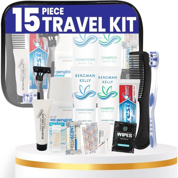 Trektote Travel Toiletry Kit For Men And Women – 15 Piece Set of Travel Size Toiletries, TSA Compliant, Includes Shampoo And Conditioner, Body Wash, Toiletry Bag & More