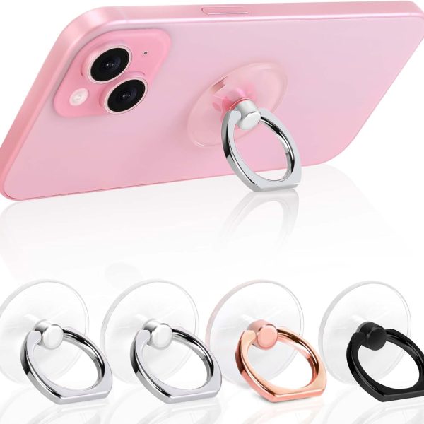 Cell Phone Ring Holder, Transparent Ring Holder 360°Rotation Finger Ring Stand, Clear Cell Phone Kickstand Compatible with Most of Phones, Tablet and Case, (2Silver+1Black+1Rose Gold)