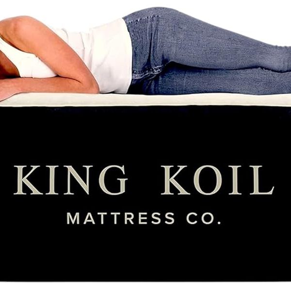 King Koil Luxury Air Mattress Queen with Built in Pump, Integrated Premium Pillow Inflatable Airbed for Guests, Camping & Home (Manufacturer Warranty)