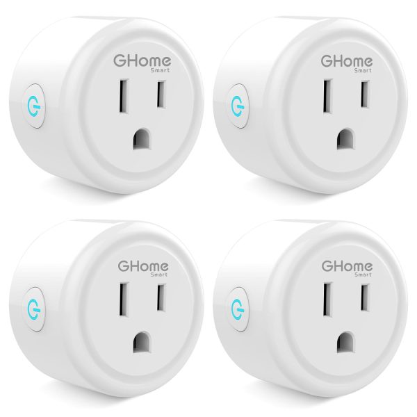 GHome Smart Plug Mini, WiFi Smart Outlet Plug Works with Alexa and Google Home, Timer Outlet with APP Control, 2.4GHz Network Only, No Hub Required, ETL FCC Listed (4 Pack), White