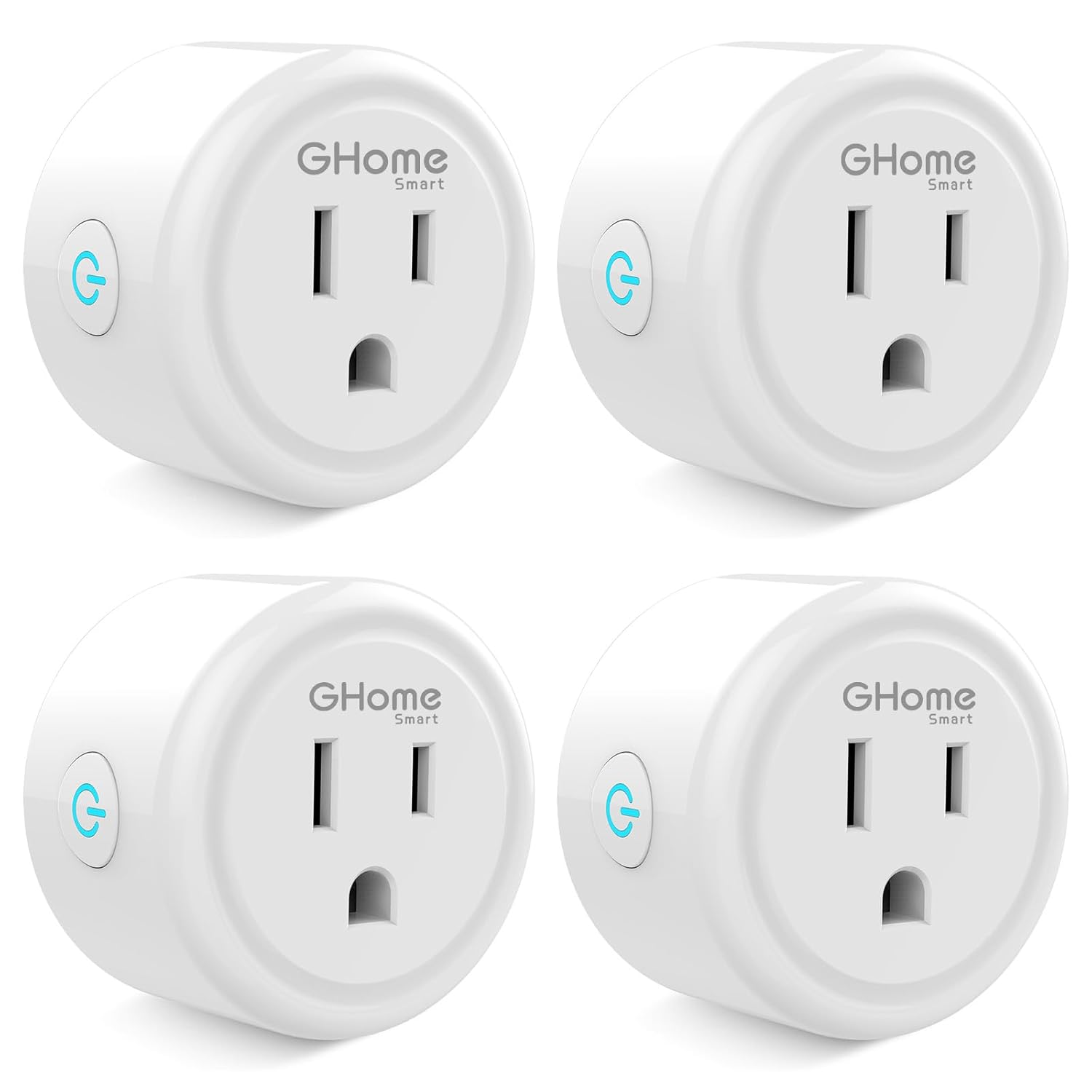 61b-iG0eIQL._SL1500_ GHome Smart Plug Mini, WiFi Smart Outlet Plug Works with Alexa and Google Home, Timer Outlet with APP Control, 2.4GHz Network Only, No Hub Required, ETL FCC Listed (4 Pack), White - Image 1