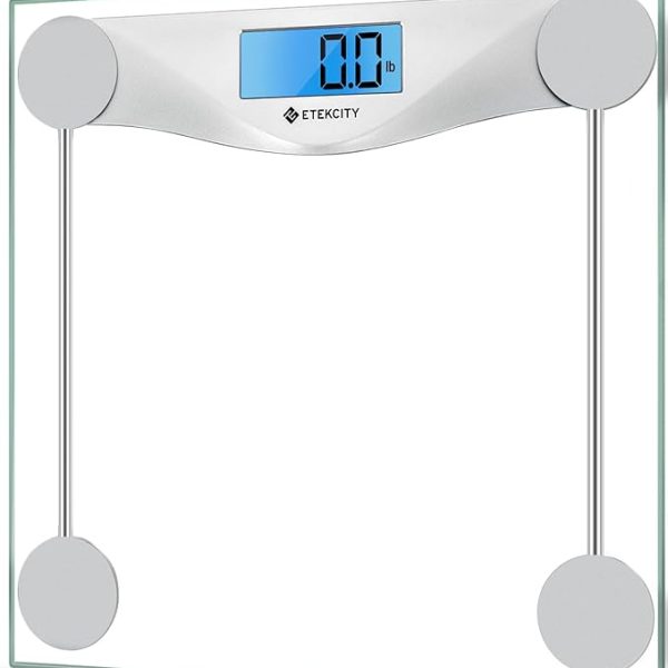 Etekcity Digital Body Weight Bathroom Scale, Large Blue LCD Backlight Display, High Precision Measurements,6mm Tempered Glass, 400 Pounds