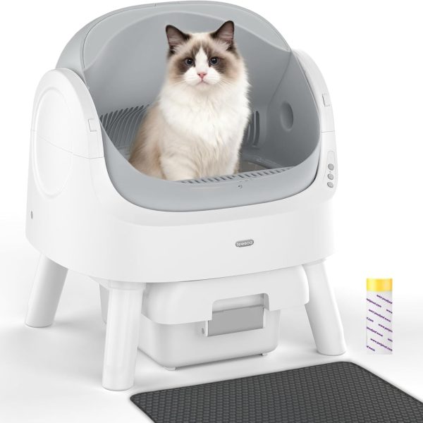 Self Cleaning Cat Litter Box, Automatic Cat Litter Box for Multiple Cats, Integrated Safety Protection with Open-Top Design