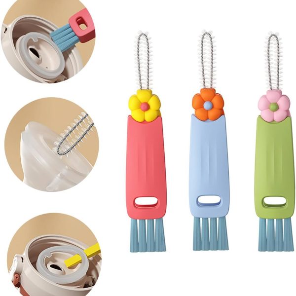 3 in 1 Cup Lid Cleaning Brush - 2025 New Multifunctional Tool for Thorough Cleaning of Bottles, Cups, and Tight Spaces - Ideal for Home & Kitchen