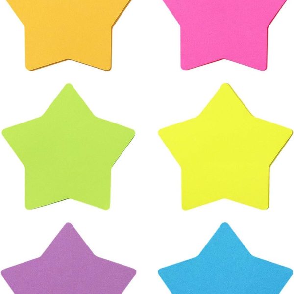 SIMONA Star Shape Sticky Notes 6 Color Bright Colorful Sticky Pad 75 Sheets/Pad Self-Sticky Note Pads (6 Pads)