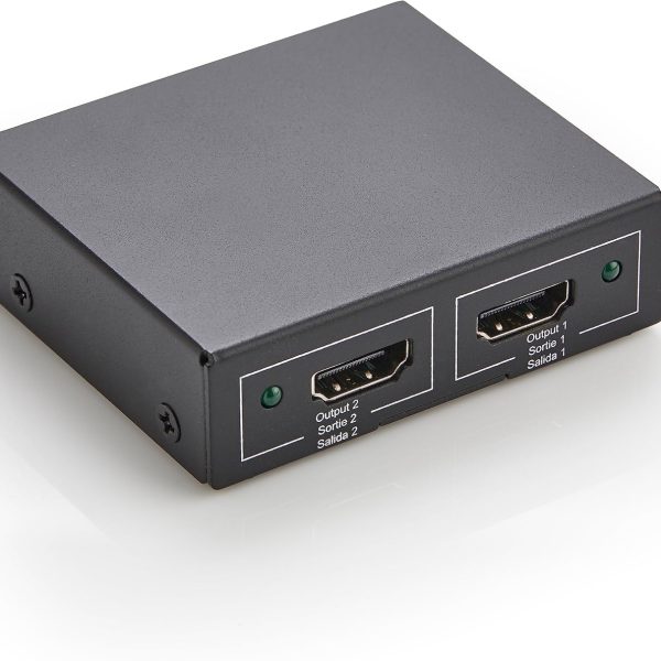 Amazon Basics HDMI Splitter 1 in 2 Out, 4K@30Hz for Dual Monitors, Mirror Only, Black