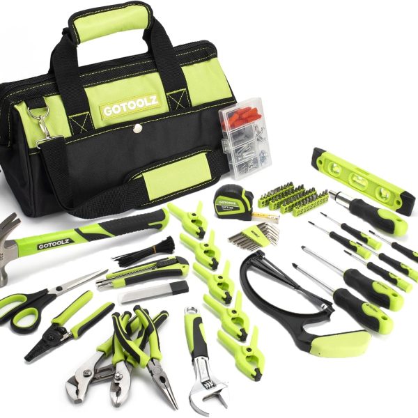 269-Piece Home Tool Set, General Household Repairing Tool Kit with Storage Bag, Basic Hand Tool Kit Set for Home Maintenance, DIY and Crafts (Green)