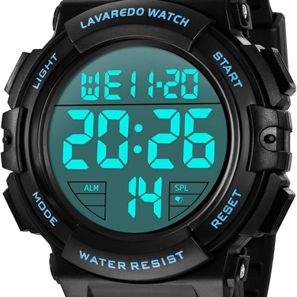 Mens Digital Watch Sports Military Watches Waterproof Outdoor Chronograph Wrist Watches for Men with LED Back Ligh/Alarm/Date