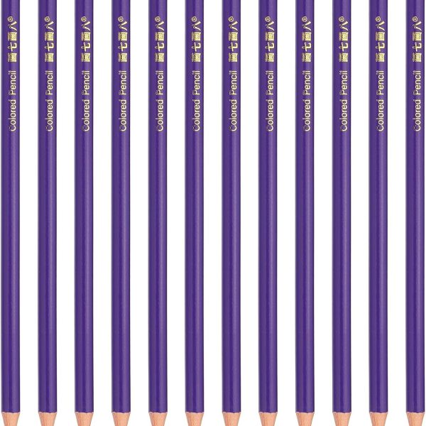 PATIKIL Purple Colored Pencils Set,12 Pcs Oil Color Pencils Wooden Coloring Drawing Pencil for Artists Art Painting